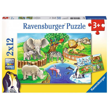 Puzzle 2x12 elementów Zwierzęta w zoo