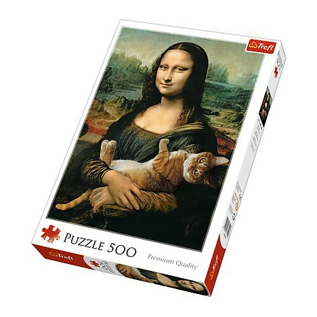 Puzzle 500 elementów Mona Lisa i kot Mruczek