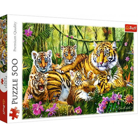 Puzzle 500 elementów - Rodzina Tygrysow